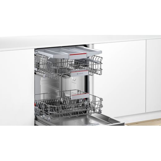 Bosch Series 4 Integrated Standard Dishwasher - Stainless Steel - Dishwasher with door open shot